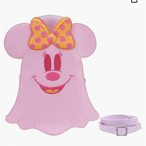 Ears+Crossbody⭐️Loungefly Ghost Minnie Mickey Double Sided Pastel Crossbody+Ears - Picture 5 of 13